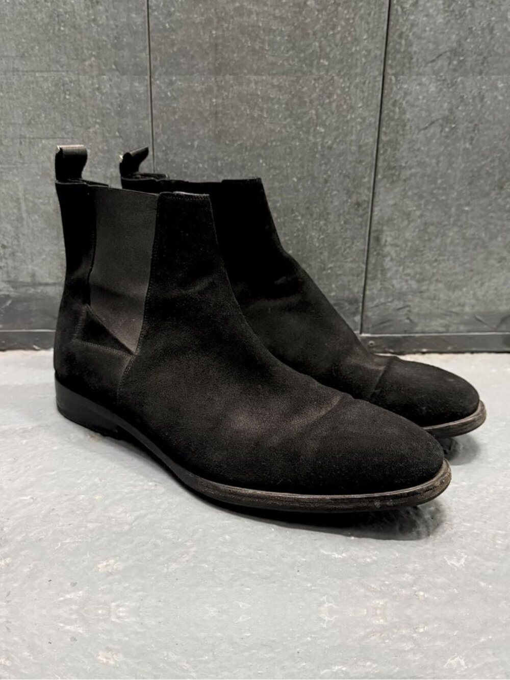 BALENCIAGA Black Chelsea Suede Leather Boots Sz IT 46 US 13